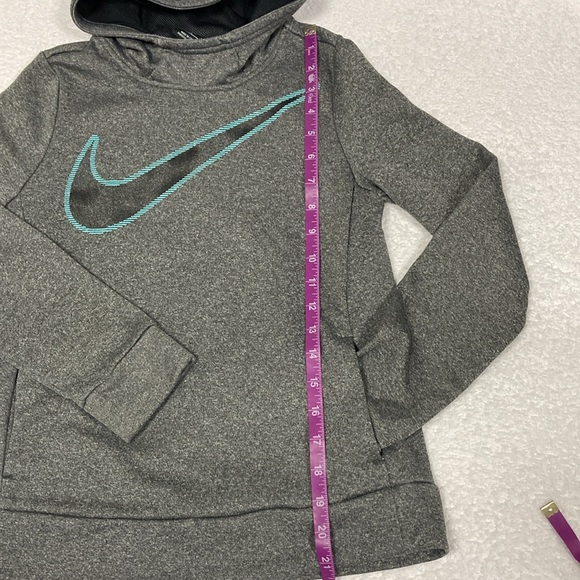 Nike drifit grey scuba hooded sweatshirt with light blue black swish medium - Picture 3 of 9